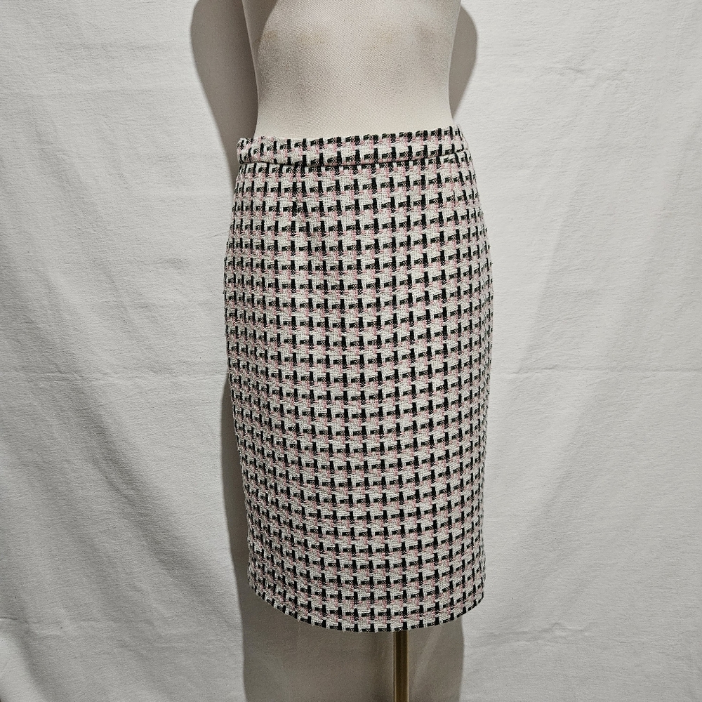 Boden Clara Pink and Green Tweed Pencil Skirt SZ 6R EUC